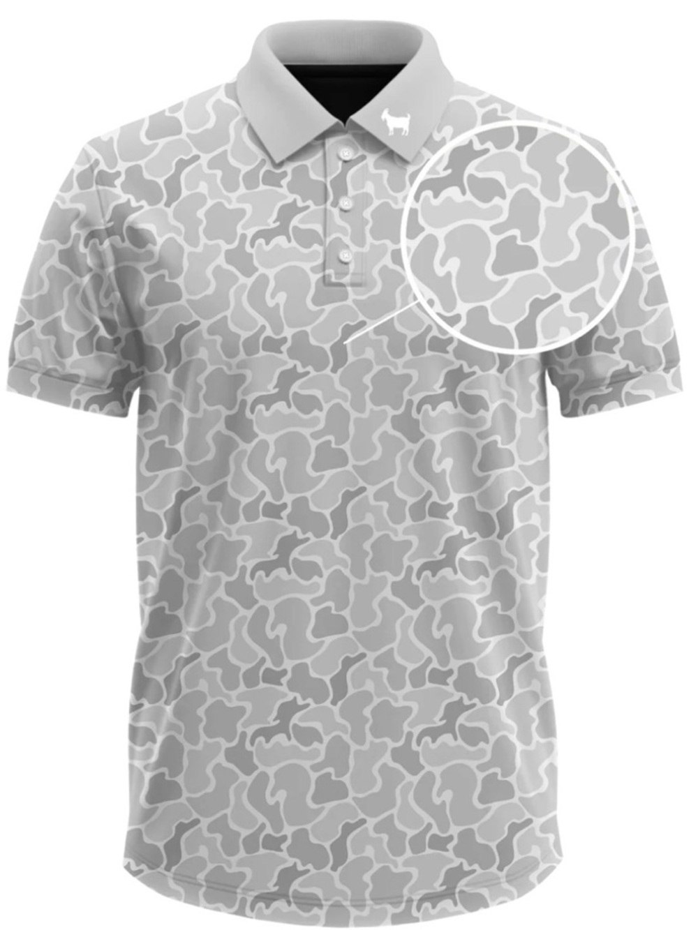 Goated/Red State Golf Men's XL Snow Camo Polo Shirt - White/Gray